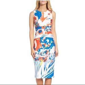 Gabby Skye Orange Blue Multi Dress, Size 10